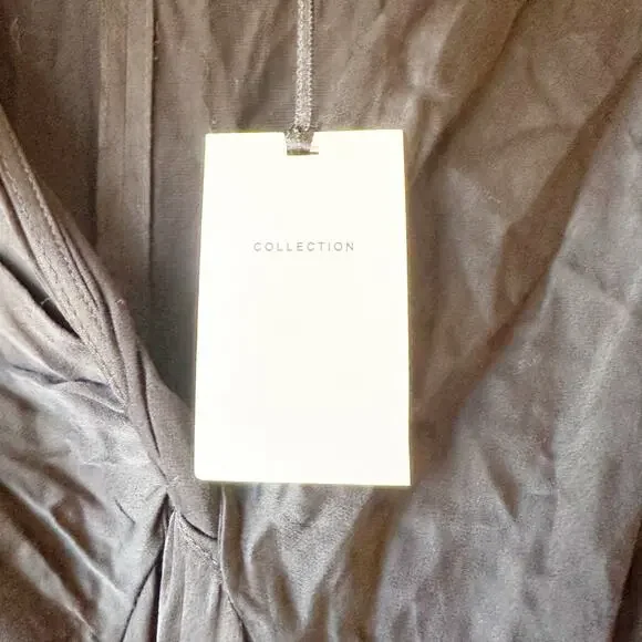 NWT Zara Satin Knotted Black Bat Wing Dress Mini sz M - Picture 6 of 12